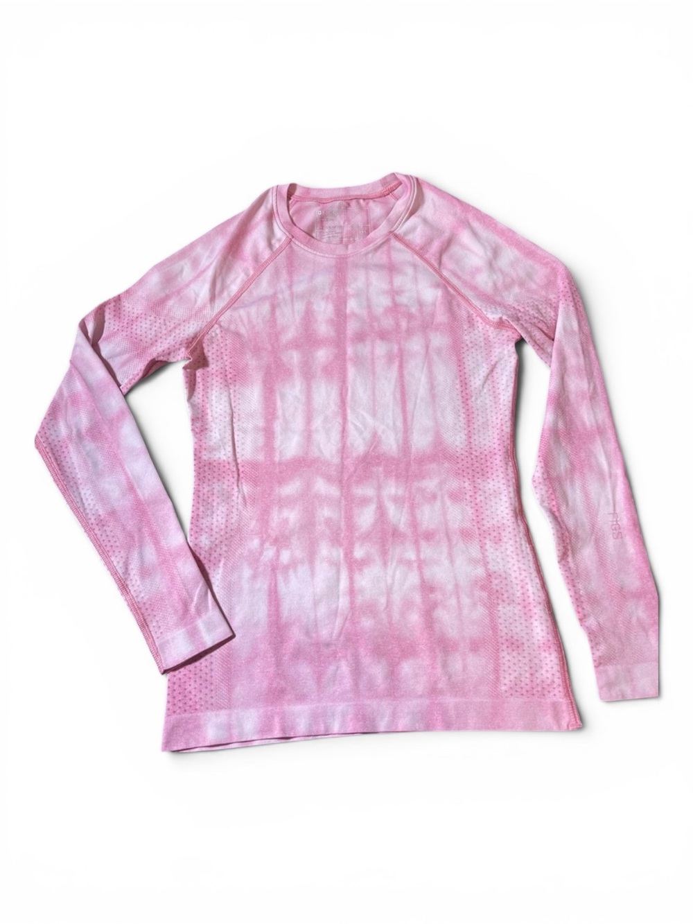 Figs Salta Seamless Long Sleeve Under Scrub Shirt Pink/White Tie-Dye - Size XS